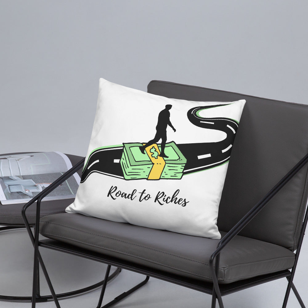 "Road to RIches" Basic Pillow - Conscious tees inc.